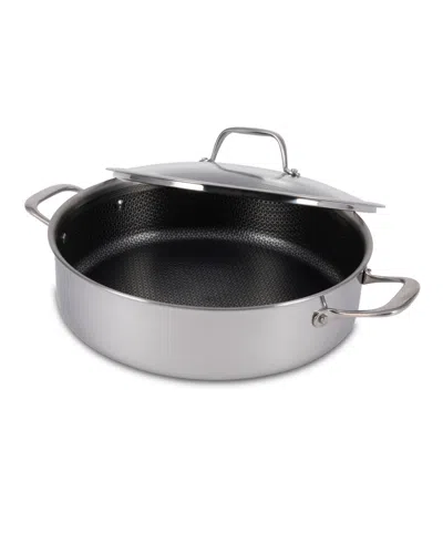 T-fal Hybrid Mesh Stainless Steel 6 Quart Shallow Pan With Lid In Silver