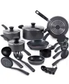 T-fal Initiatives Aluminum Nonstick 18pc Cookware Set In Grey
