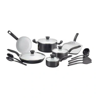 T-fal Initiatives Nonstick Aluminum Cookware Set & Cooking Utensils, 16 Piece In Black