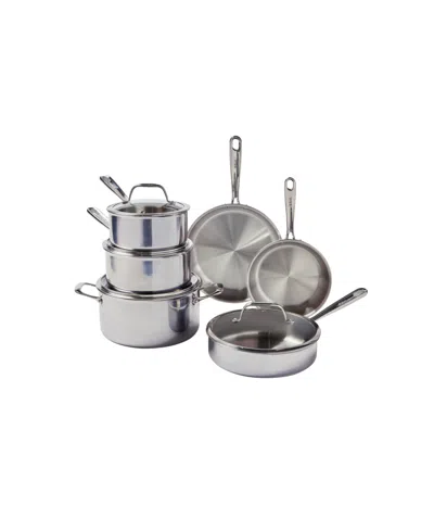 T-fal Pro Tri-ply Stainless Steel, 10 Piece Pots And Pans Set In Silver