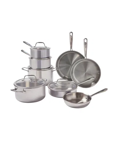 T-fal Pro Tri-ply Stainless Steel, 13 Piece Pots And Pans Set In Silver