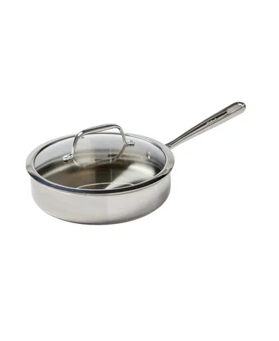 T-fal Pro Tri-ply Stainless Steel, 3 Quart Saute Pan With Lid In Silver