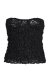Tg Botanical Azalea Shirred Top In Black
