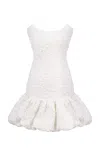 Tg Botanical Boof Textured Cotton-blend Mini Dress In White