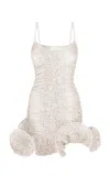 Tg Botanical Daisy Flounce Mini Dress In White