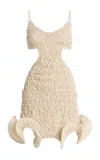 Tg Botanical Exclusive Dina Shirred Linen-blend Mini Dress In Nude