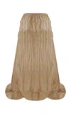 Tg Botanical Haven Ruched Midi Skirt In Brown