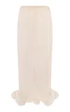 Tg Botanical Kati Flounced Cotton-blend Midi Skirt In Off-white