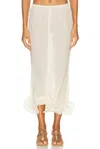 Tg Botanical Kati Flounced Cotton-blend Midi Skirt In White