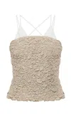 Tg Botanical Lisa Textured Linen-blend Tube Top In Brown
