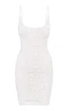 Tg Botanical Peony Ruched Cotton-blend Mini Dress In White
