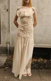 Tg Botanical Raquel Cotton-blend Flounce Maxi Dress In White