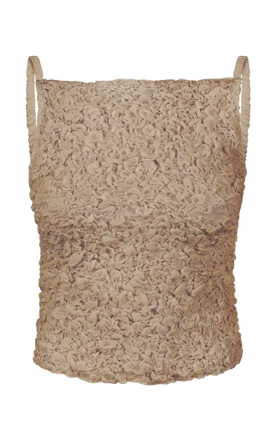 Tg Botanical Raquel Textured Tank Top In Brown