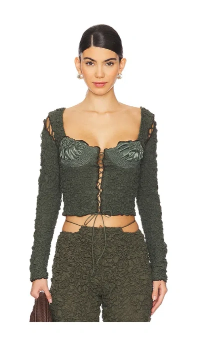 Tg Botanical Sabrina Blouse In Green