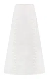 Tg Botanical Sophie Ruched Cotton-blend Maxi Skirt In White