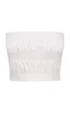 Tg Botanical Sophie Shirred Cotton-blend Tube Top In White