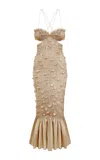 Tg Botanical Sunny Embellished Mermaid Dress In Brown