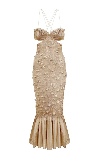 Tg Botanical Sunny Embellished Mermaid Dress In Brown