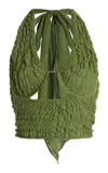 Tg Botanical Wendy Shirred Cotton Top In Green