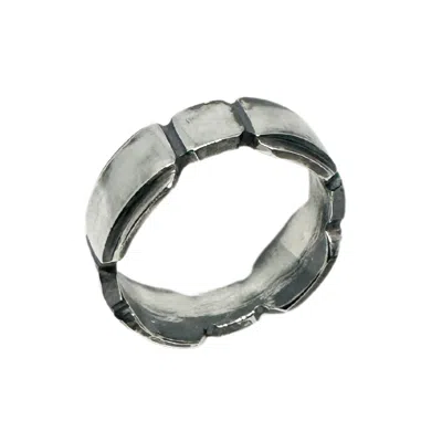 Tg-jewellery By Tamara Gervasio Black / Silver Geometrie Men's Band Silver Ring