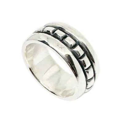 Tg-jewellery By Tamara Gervasio Black / Silver The Square Men's Chunky Ring Handmade In Sterling Silver
