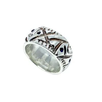Tg-jewellery By Tamara Gervasio Blue / Silver Abstract Silver Men's Ring Sapphire