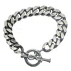 Tg-jewellery By Tamara Gervasio Men's Black / Silver Men's Heavy Solid Sterling Silver Curb Chain Bracelet With Hand-carved Celtic T