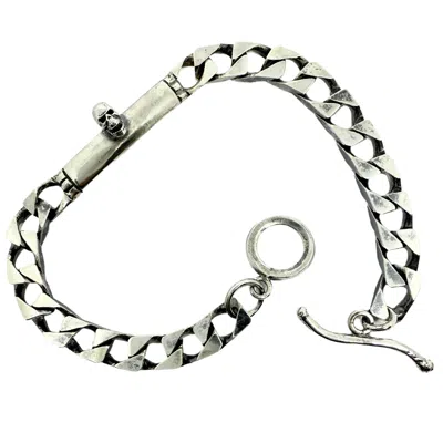 Tg-jewellery By Tamara Gervasio Men's Black / Silver Skull Silver Medium Flat Curb Bracelet