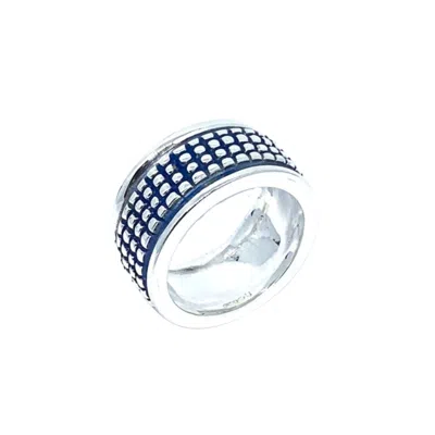Tg-jewellery By Tamara Gervasio Men's Blue / Silver Crocodile Man Silver Ring Blue Enamel
