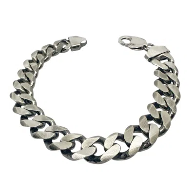 Tg-jewellery By Tamara Gervasio Men's Men's Satin & Oxidised Curb Chain Bracelet In Sterling Silver