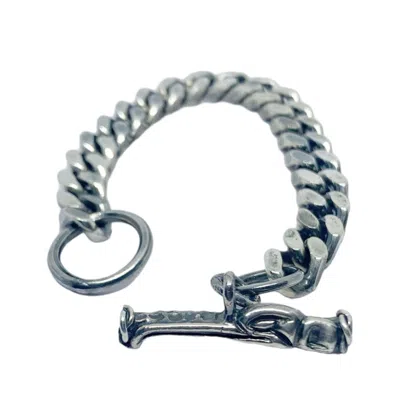 Tg-jewellery By Tamara Gervasio Men's Silver / Black Celtic Bird Two Curb Chain Bracelet In Sterling Silver