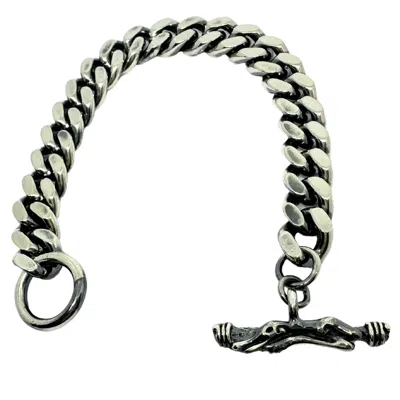 Tg-jewellery By Tamara Gervasio Men's Silver / Black Celtic Crocodile Solid Silver Curb Bracelet