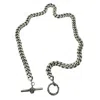 Tg-jewellery By Tamara Gervasio Men's Silver / Black Curb Chain With Skull T-bar Power Japanese Sign