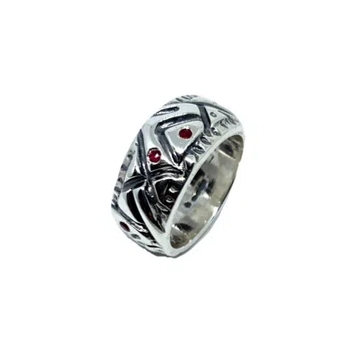 Tg-jewellery By Tamara Gervasio Red / Silver Abstract Silver Men's Rubies Ring