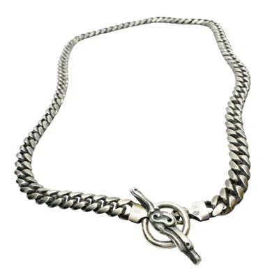 Tg-jewellery By Tamara Gervasio Silver / Black Celtic Dog Men's Oxide And Satin Curb Chain Sterling Silver In Multi