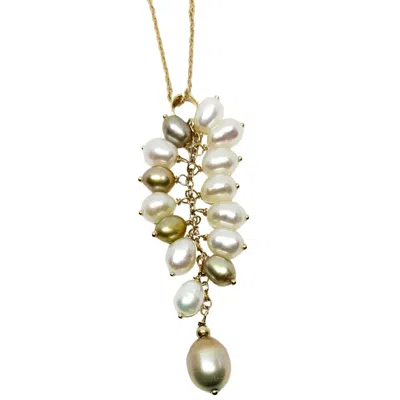 Tg-jewellery By Tamara Gervasio Women's Gold / White / Grey Grappolo Yellow Gold Chain And Pearls Pendant One Of A Kind In Multi