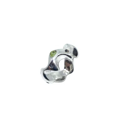 Tg-jewellery By Tamara Gervasio Women's Green / Silver Sea Slug Silver Ring Round Peridot Cabochon In Multi