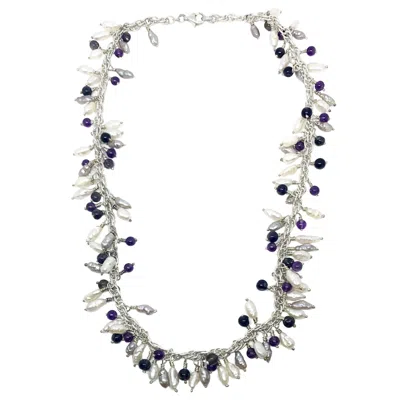 Tg-jewellery By Tamara Gervasio Women's Pink / Purple / Blue Grappolo Fresh Water Pearls, Amethyst And Iolite Silver Necklace One Of