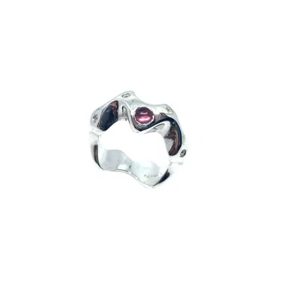 Tg-jewellery By Tamara Gervasio Women's Pink / Silver Sea Slug Silver Ring Cubic Zirconia And Pink Tourmaline In Multi