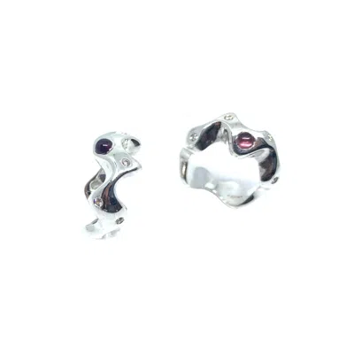 Tg-jewellery By Tamara Gervasio Women's Red / Silver Sea Slug Silver Ring Cubic Zirconia And Garnet Cabochon In Multi