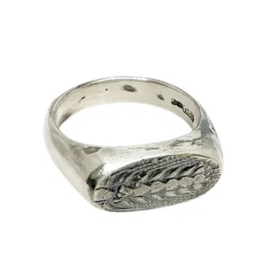 Tg-jewellery By Tamara Gervasio Women's Silver / Black Spiga Di Grano Signet Sterling Silver Engraved Ring- One Of A Kind In Multi