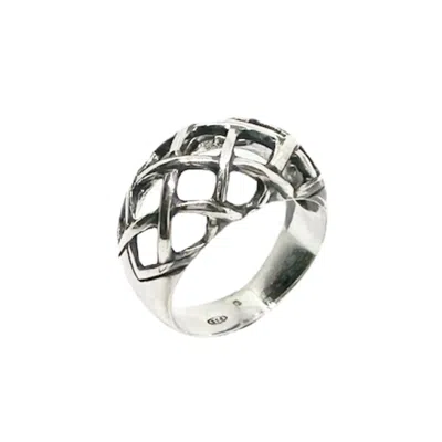 Tg-jewellery By Tamara Gervasio Women's Silver / Black The Woven Dome Ring In Sterling Silver