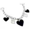 Tg-jewellery By Tamara Gervasio Women's Silver / Black / White Regina Di Cuori Hearts Enamel Charms Bracelet In Sterling Silver One 
