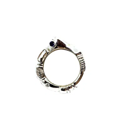 Tg-jewellery By Tamara Gervasio Women's Silver / Blue / White Organic Matter Silver Ring Sapphire And Cubic Zirconia