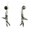 Tg-jewellery By Tamara Gervasio Women's Silver / Grey / Black Violin & Flute Cherub Earrings In Sterling Silver With Cat's Eye Gemst In Multi