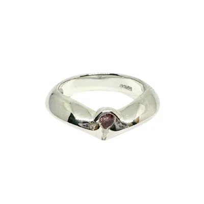 Tg-jewellery By Tamara Gervasio Women's Silver / Pink / Purple Heart-shaped Band Ring With Pink Cubic Zirconia Sterling Silver