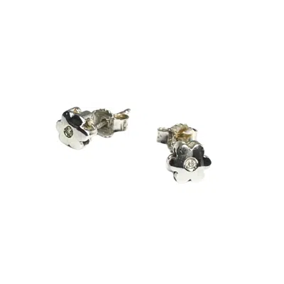 Tg-jewellery By Tamara Gervasio Women's Silver / White Flower Diamond Stud Earrings In White Gold In Multi