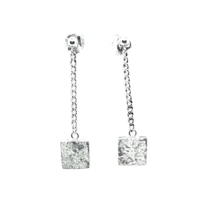 Tg-jewellery By Tamara Gervasio Women's Square Dangle Stud Sterling Silver Earrings