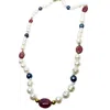 Tg-jewellery By Tamara Gervasio Women's White / Red / Gold Pearls And Ruby In Yellow Gold Necklace One Of A Kind