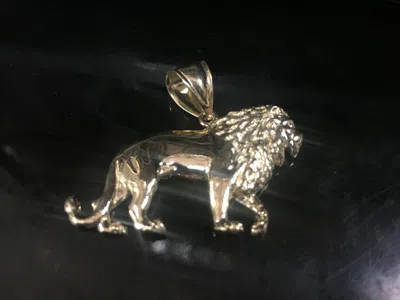 Pre-owned Tgdj 14k Solid Yellow Gold Lion Pendant - Diamond Cut Necklace Charm Men Women